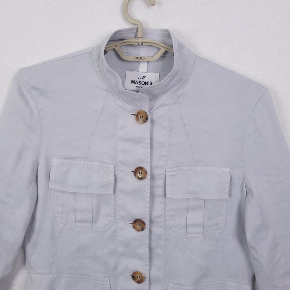 Masons Forte Dei Marmi Jacket Pants Set Womens Gray Size 40 Flap Pockets Buttons - Picture 11 of 16